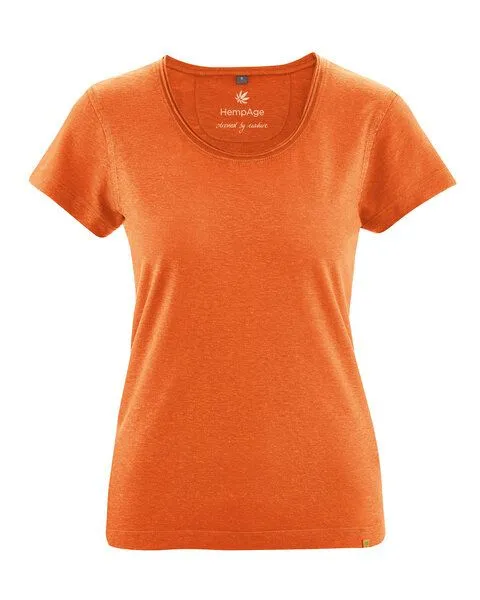 HempAge HempAge Damen T-Shirt mit Rollsaum Hanf/Bio-Baumwolle, Nectarine (orange), – Produktbild 1 von 4
