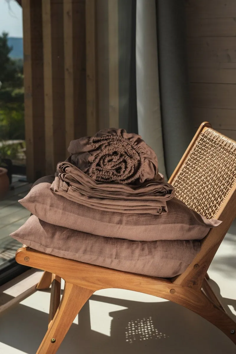 AmourLinen AmourLinen unisex vegan Set Bettlaken Rosy Brown, Hellbraun, – Produktbild 2 von 2