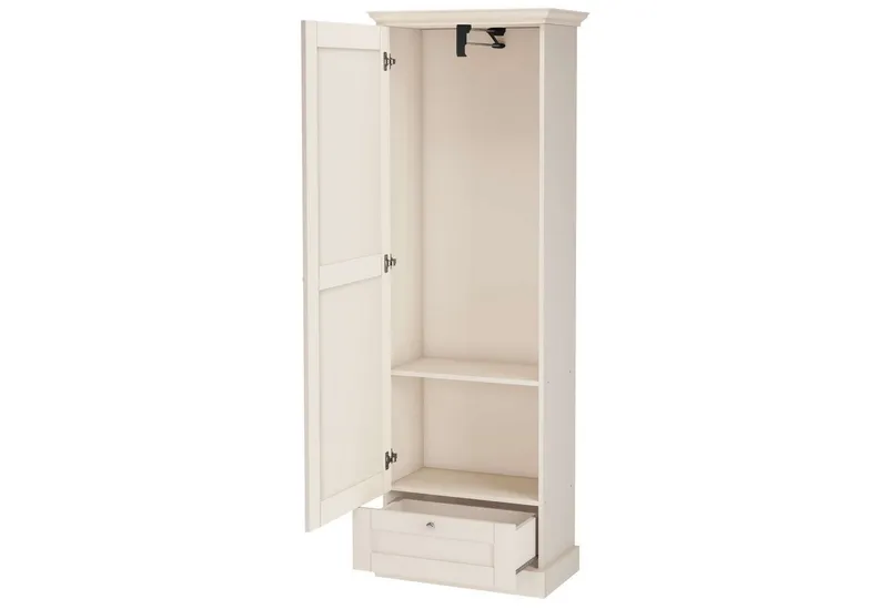 OTTO home Garderobenschrank Binz Flurschrank mit 1 Tür, 1 Schublade und ausziehbare Kleiderstange 1 verstellbarer Einlegebode, Metallknopfgriffe, Höhe 180 cm, Weiß, – Produktbild 7 von 7
