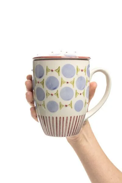 Tranquillo Tranquillo Tasse mit Teesieb RETROFLORIA, Blau, – Produktbild 4 von 5