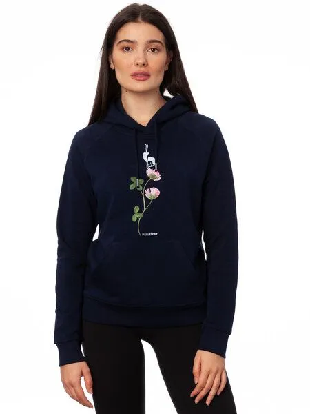 FellHerz FellHerz Damen Hoodie Glücksklee navy – Produktbild 3 von 5