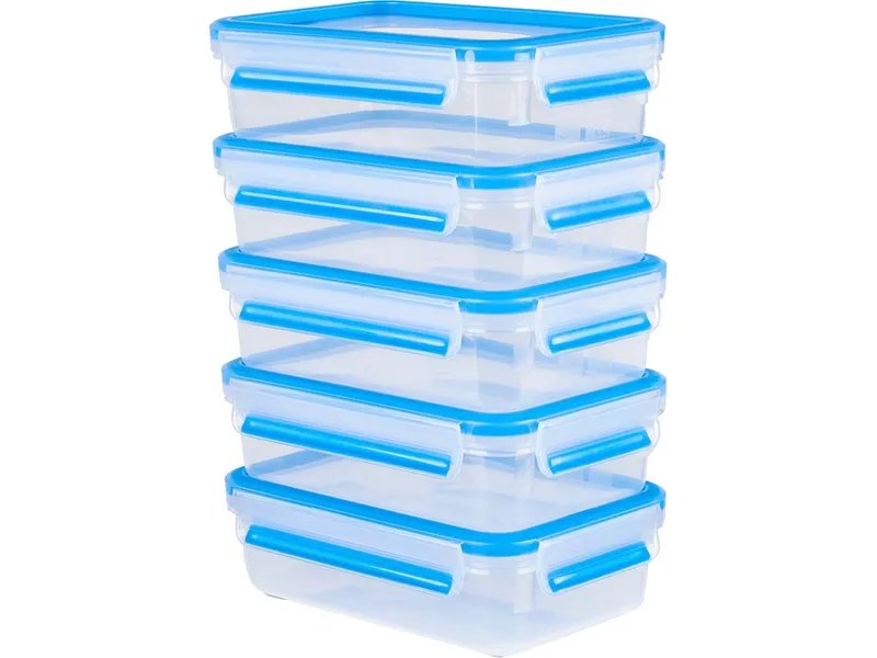 EMSA EMSA 5er-Pack Frischhaltedosen "Clip & Close" 0,8 l, aus Kunststoff, Blau, – Produktbild 1 von 1