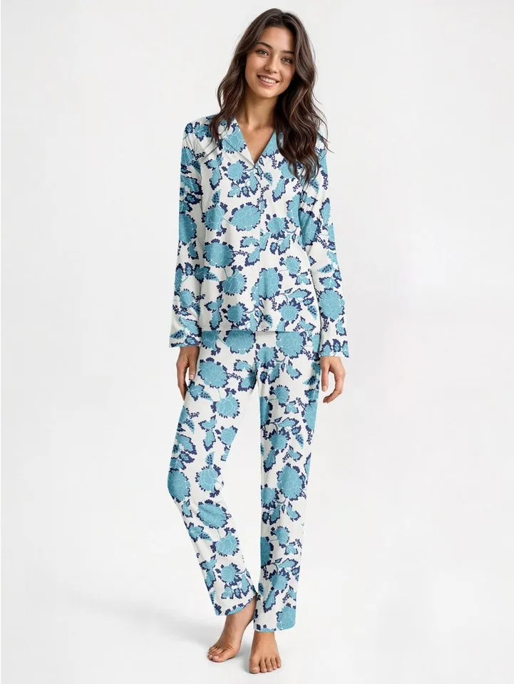 CALIDA CALIDA Pyjama Nightwear Xtra Damen (2 tlg) besonders weich und komfortabel, Blau, – Produktbild 3 von 4