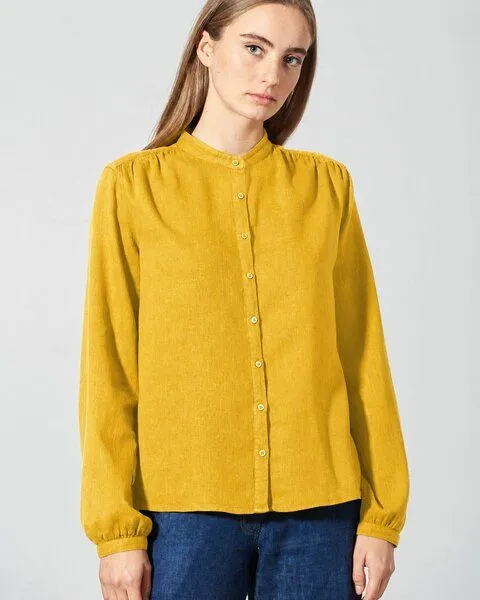HempAge HempAge Feminine Stehkragenbluse Hanf/Biobaumwolle, Curry (gelb), – Produktbild 2 von 4