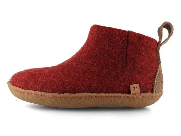 WoolFit WoolFit Yeti Filzboots hohe Hausschuhe mit Naturgummisohle, handgefilzt aus 100% Wolle, Dunkelrot, – Produktbild 3 von 3