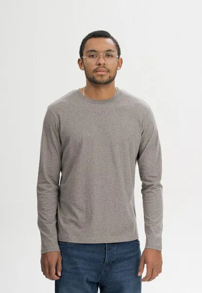 MELA MELA Basic Langarmshirt Style JERIN aus 100% Bio-Baumwolle, Bear melange, – Produktbild 1 von 4