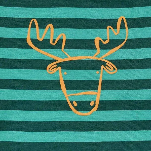 Sense Organics Sense Organics Kinder Langarmshirt, Modell LUKE, Petrolgrün geringelt mit hirsch, – Produktbild 3 von 4