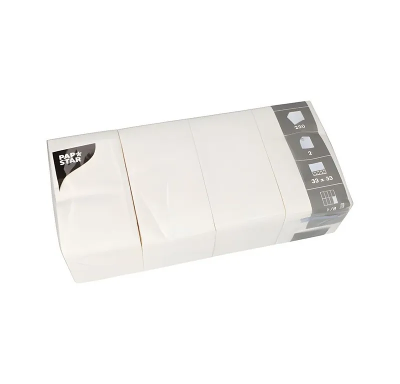 PAPSTAR PAPSTAR Papierserviette Servietten, 2-lagig 1/8-Falz 33 cm x 33 cm weiss 250 Stk, Weiß, – Produktbild 3 von 5