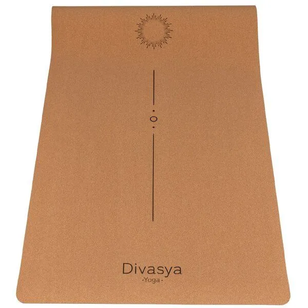 Divasya Divasya Yogamatte aus Kork & Naturkautschuk | mit Gurt & Hülle | 6 Designs, Pure align, – Produktbild 3 von 4