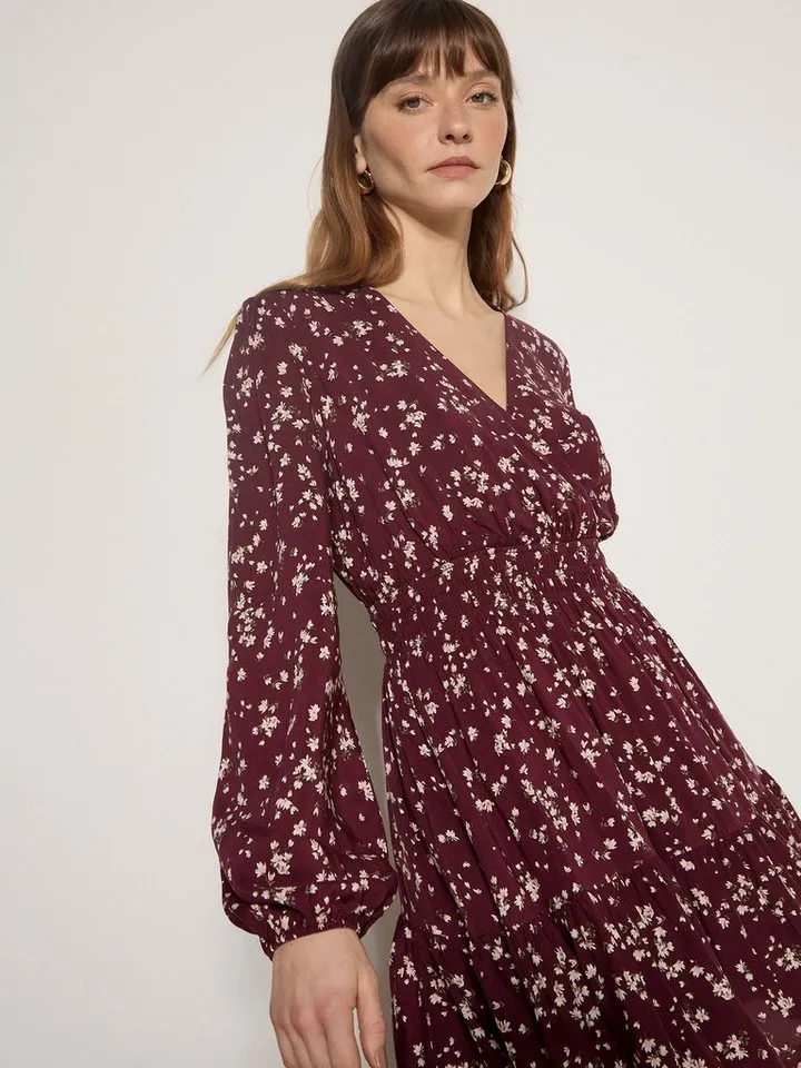Apricot Apricot Minikleid Daisy Spray Wickelkleid mit Blousonärmeln, Rot, – Produktbild 4 von 5