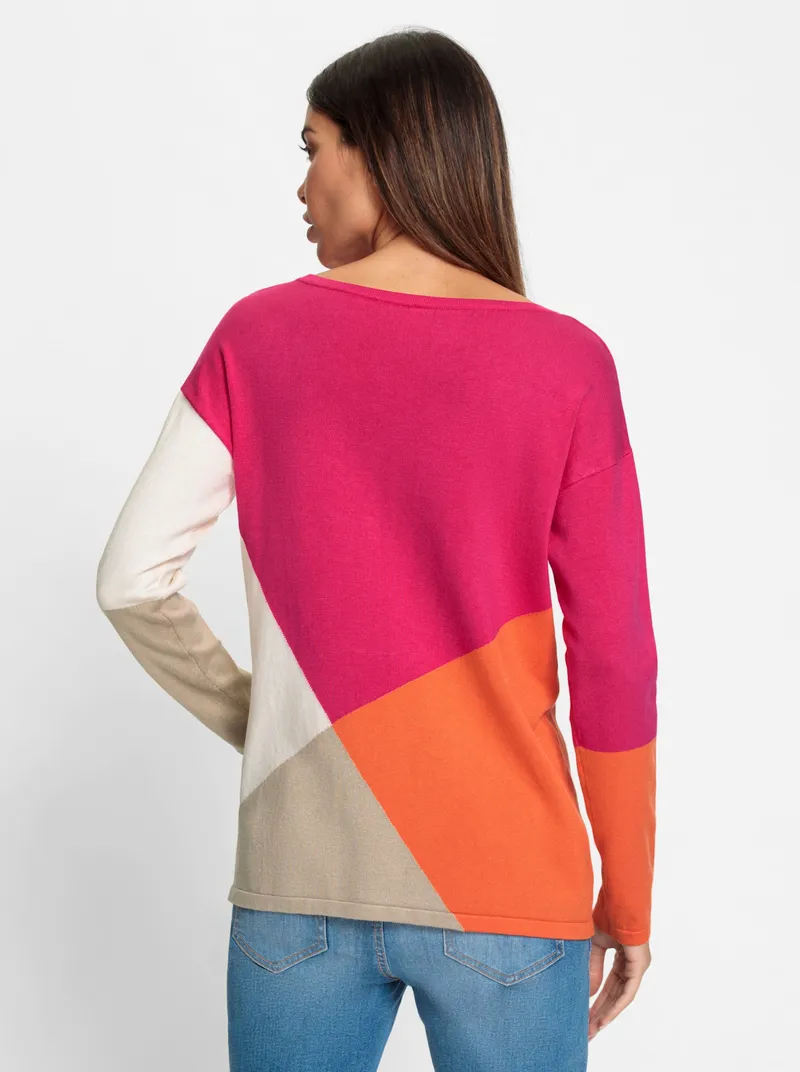 heine Feinstrickpullover orange-pink-gemustert, Orange-pink-gemustert, – Produktbild 2 von 2