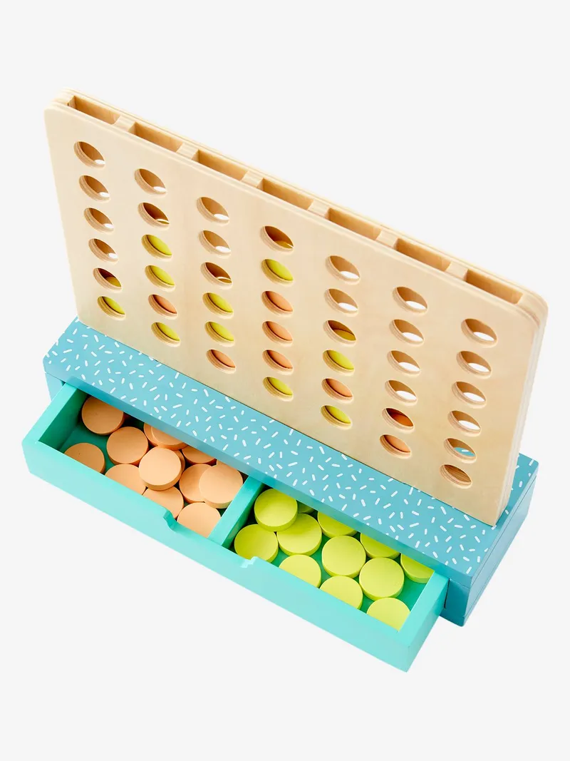 Vertbaudet Kinder Spiel VIER GEWINNT aus Holz FSC®, Braun/blau, – Produktbild 2 von 4