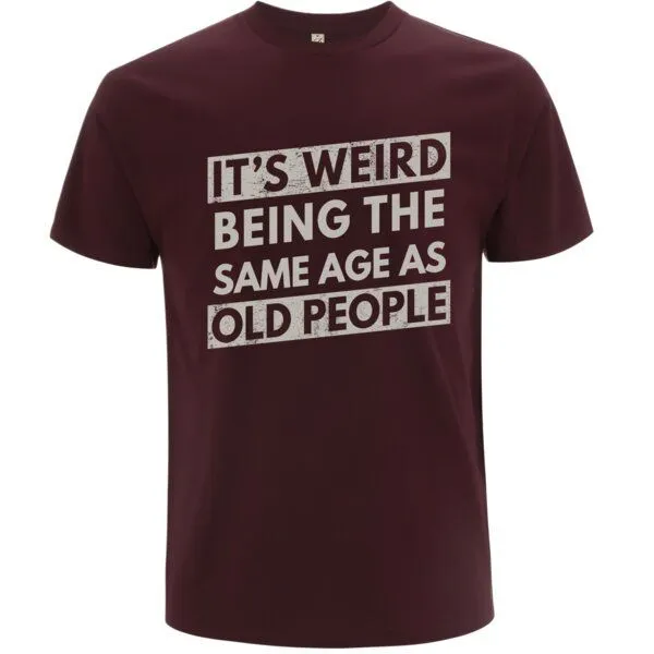 Spreecult Spreecult Its Weird T-Shirt - Bio und Fair - Männer Unisex Shirt, Burgund, – Produktbild 1 von 2