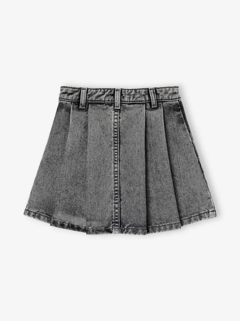 Vertbaudet Mädchen Faltenrock aus Denim er denim, Grauer denim, – Produktbild 2 von 3