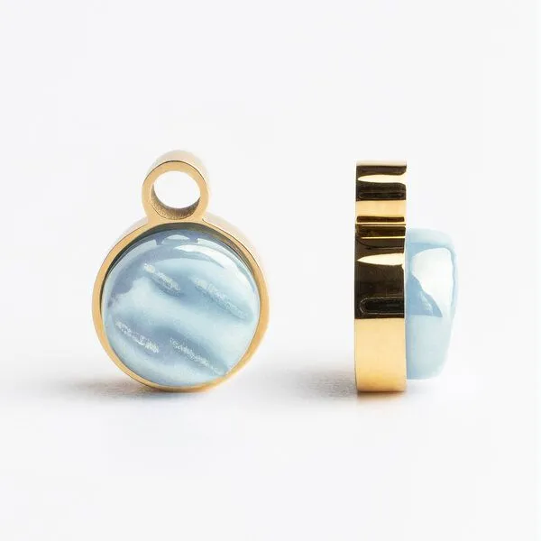 ALEXASCHA ALEXASCHA Gold Clip Creolen mit Anhänger | Mix & Match, Himmelblau, – Produktbild 4 von 4