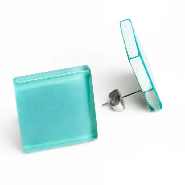 ALEXASCHA ALEXASCHA Auffällige Statement Ohrringe aus Glas | PUREFORM, Karibikblau, – Produktbild 2 von 4