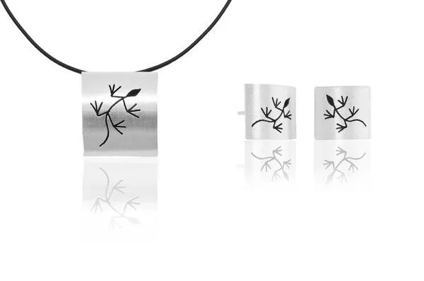 pakilia pakilia Silber Ohrringe Gecko Fair-Trade und handmade – Produktbild 3 von 3