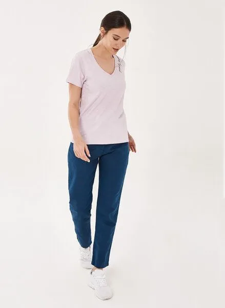 ORGANICATION ORGANICATION T-Shirt aus Bio-Baumwolle mit Stickerei, Lavender, – Produktbild 2 von 4