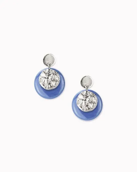 lille mus lille mus Ohrstecker 'Mondplättchen' aus Porzellan und 925 Silber, Blau, – Produktbild 4 von 6