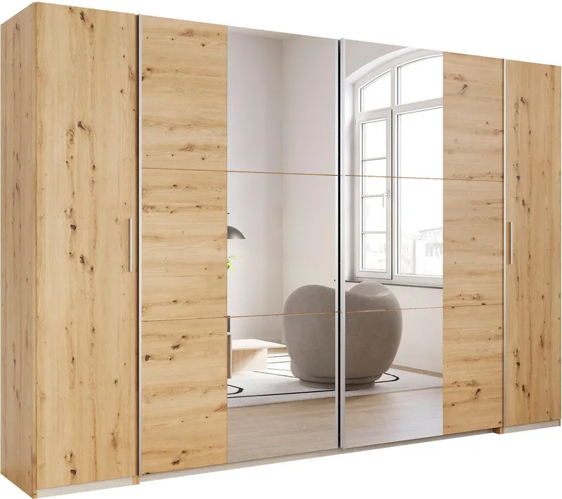 Rauch Rauch Schwebetürenschrank Kleiderschrank Drehtürenschrank Schrank Garderobe KRONACH (in 3 Ausstattungen BASIC/CLASSIC/PREMIUM, Breiten 225/268/311/354 cm) Kombischrank optional mit 1 oder 2 Spiegel viele Böden MADE IN GERMANY, Braun, – Produktbild 1 von 8
