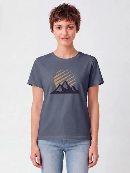 watapparel watapparel T-Shirt Frauen Mountain and Sun, Blue grey, – Produktbild 2 von 2