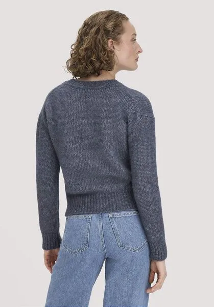 hessnatur hessnatur Strick Pullover Relaxed aus Alpaka mit Bio-Baumwolle, Graphitblau, – Produktbild 2 von 4