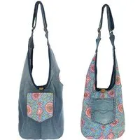 Sunsa Sunsa Wende Hobo Tasche. Cotton/Jeans Umhängetasche große Schultertasche praktisch Crossbody Bag – Produktbild 1 von 2