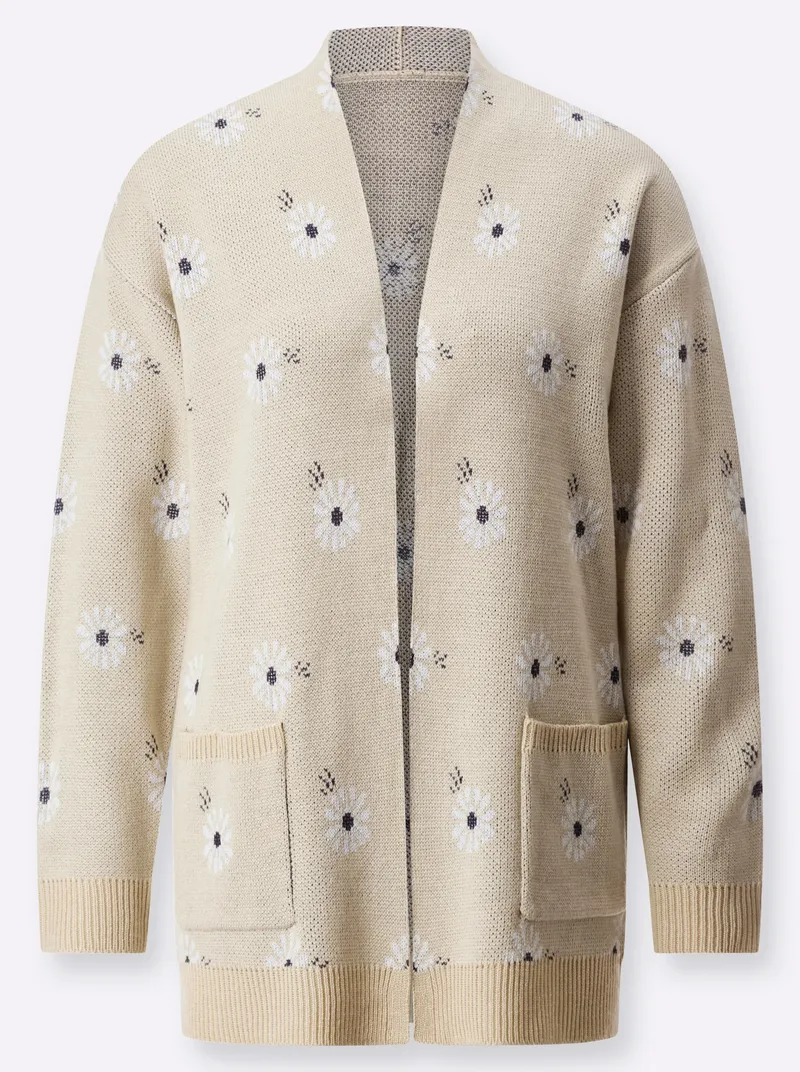 Witt Longstrickjacke, Weiß-marine-gemustert, – Produktbild 2 von 2
