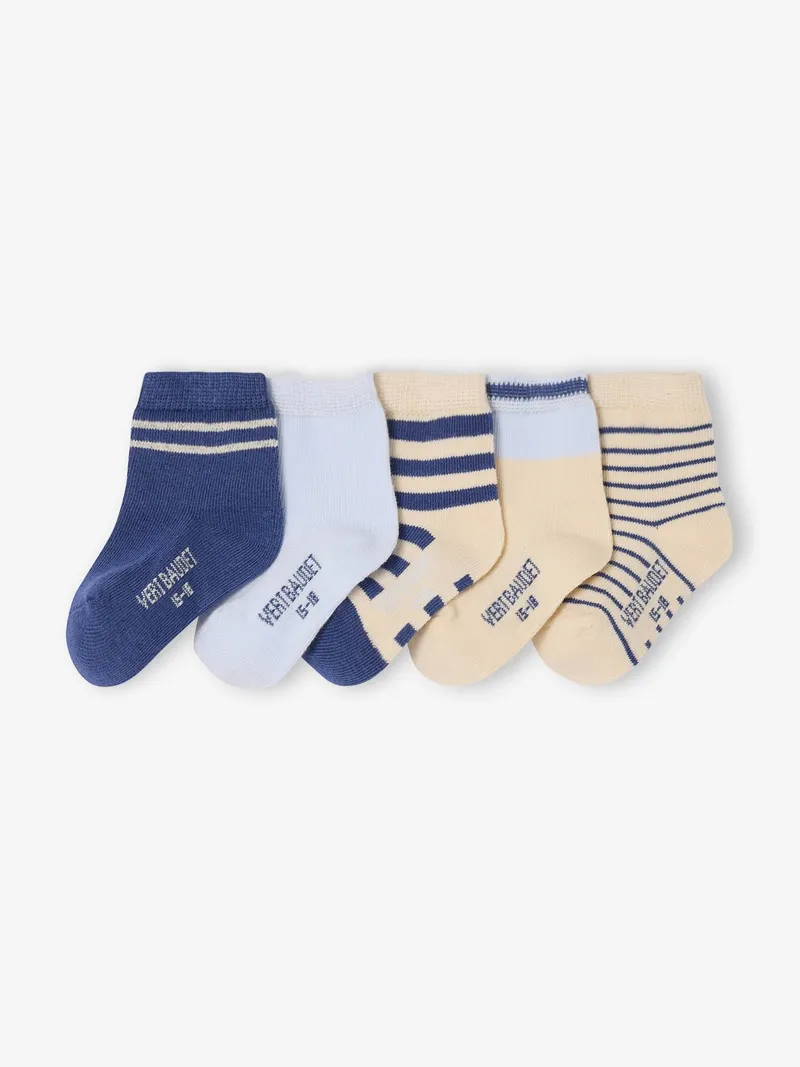 Vertbaudet 5er-Pack Baby Socken mit Streifen, Blau, – Produktbild 1 von 2