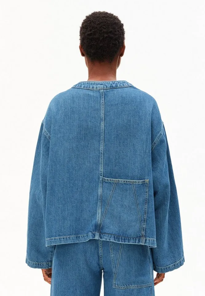ARMEDANGELS ARMEDANGELS Jeansjacke LINO BLEND Leinen-Mix Oversized Fit, Blau, – Produktbild 4 von 5