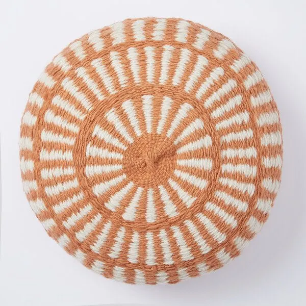 By Native By Native Kissen Salta Large, 100% Schurwolle, mulesingfrei, Naturweiß & Orange – Produktbild 1 von 4