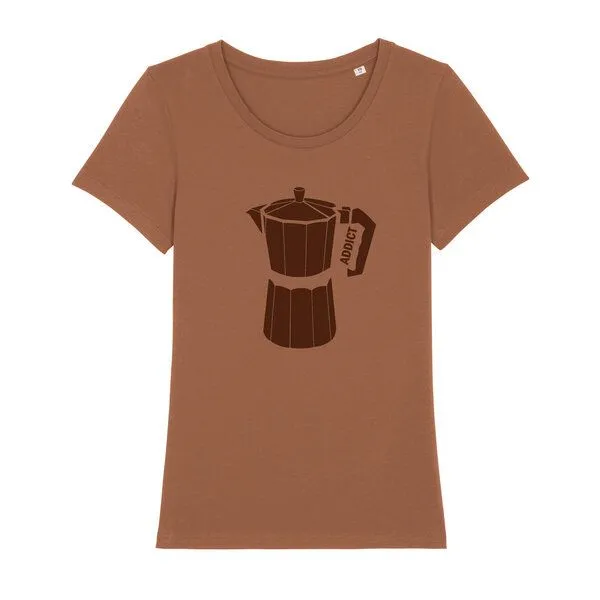 Spangeltangel Spangeltangel Damen-Shirt "Kaffee Addict" bedruckt, Siebdruck, Bio-Baumwolle, Frauen, Braun, – Produktbild 1 von 3