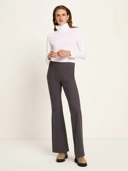 LANIUS LANIUS Hose mit ausgestelltem Bein (GOTS), Dark grey melange, – Produktbild 1 von 4