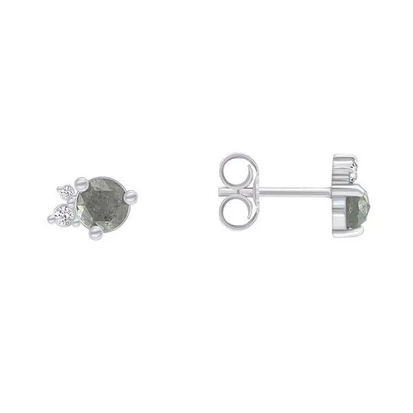 Eppi Eppi Goldene Cluster-Ohrringe mit Salt and Pepper Diamant Meave, Weiss, – Produktbild 3 von 4