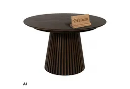 MR.DEKO Esstisch Diningtisch Esszimmertisch Barletta Smoked Oak rund 120 cm FSC®100%, Runde Tischplatte aus Eiche, Gestell Lamellenoptik, Esszimmer – Produktbild 1 von 1