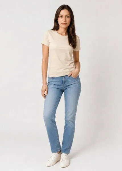 COREBASE COREBASE Damen TShirt "Classic Fit" aus 100% Baumwolle, Sand (gelb), – Produktbild 4 von 5