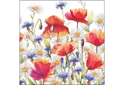 Ambiente Luxury Paper Products Papierserviette, Servietten Papier 33x33cm 3-lag. mit Mohnblumen & Sommerwiese 20 Stück – Produktbild 1 von 1