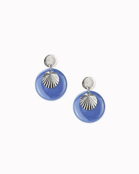 lille mus lille mus Ohrstecker 'Sonnenplättchen' aus Porzellan und 925 Silber, Blau, – Produktbild 4 von 6