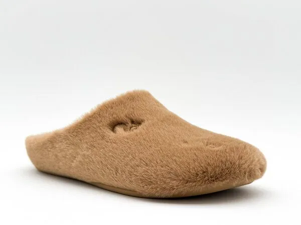 thies Hausschuh "thies ® Rec Fluffy Slipper" aus rec. Fell, Camel (braun), – Produktbild 3 von 4