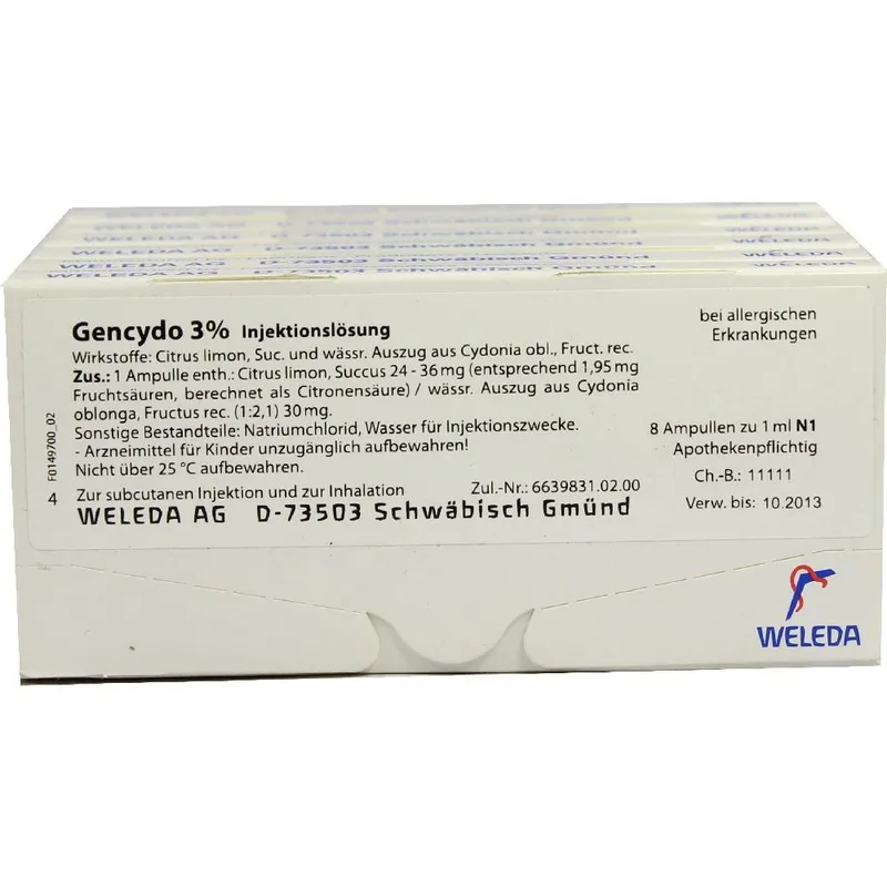 Weleda WELEDA GENCYDO 3% Injektionslösung 48X1 ml Injektionslösung – Produktbild 1 von 1