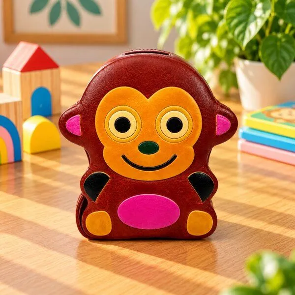 Janselo Affe Kinder-Spardose aus Shanti-Leder in Braun – Produktbild 4 von 4