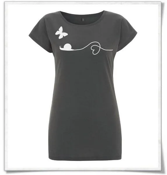 Picopoc Picopoc T-Shirt Schnecke und Schmetterling, Grau, – Produktbild 1 von 3