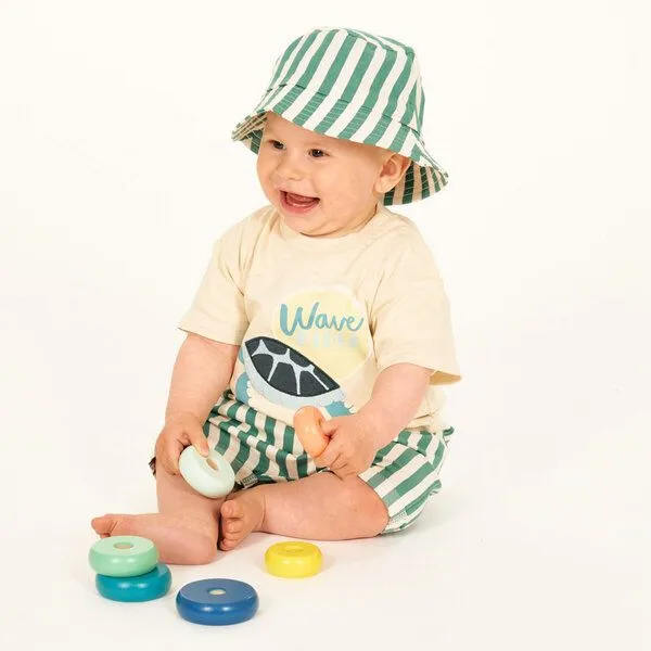 Sense Organics Sense Organics Kinder Hut grün-weiß gestreift, Modell BEKE, Green, – Produktbild 2 von 3