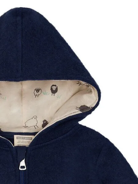 loud + proud loud + proud Babys & Kinder Wollfleece-Jacke mit Kapuze, GOTS-zertifiziert, Ultramarine(blau), – Produktbild 4 von 4