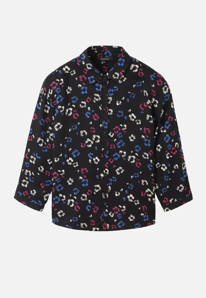 recolution Recolution Damen vegan Bluse Cypress Blossom Schwarz, Schwarz, – Produktbild 1 von 2