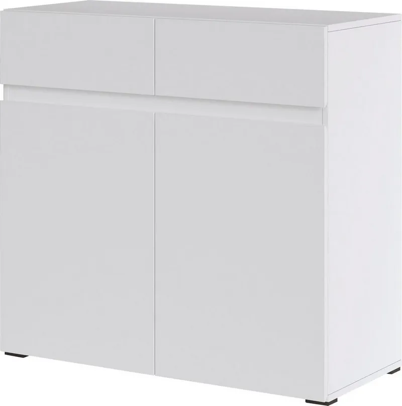 Home affaire Kommode Rimini, Kommodenschrank, Schubladenschrank, 2 Schubladen, 2 Türen, Breite 90 cm, Weiß, – Produktbild 8 von 8