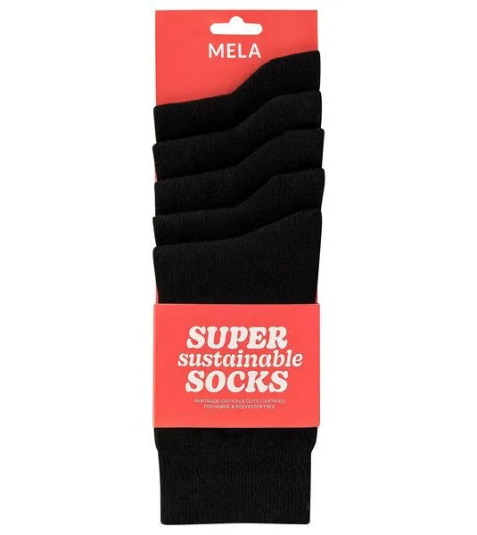 MELA MELA Basic Socken im 5er-Pack aus Biobaumwoll-Mix, Schwarz, – Produktbild 1 von 2