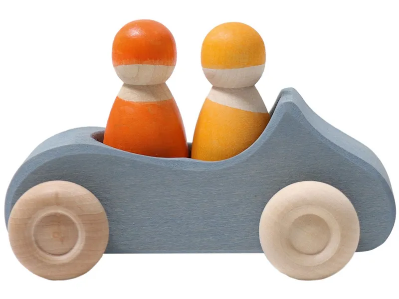 Grimms Grimms Großes Cabrio Spielzeugauto aus Lindenholz, blau lasiert Maße 13 x 9 x 7 cm, Gelb, orange, blau, mehrfarbig, – Produktbild 1 von 2