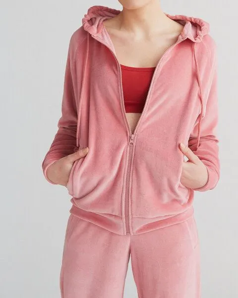 Leela Cotton Leela Cotton Damen Nicky Kapuzenjacke Bio-Baumwolle Jacke Hoodie1271, Altrosa, – Produktbild 1 von 7