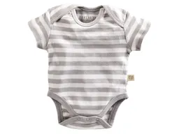 HANS NATUR Baby Body Kurzarm Bio Baumwolle grau-off white Gr.74/80 – Produktbild 1 von 1